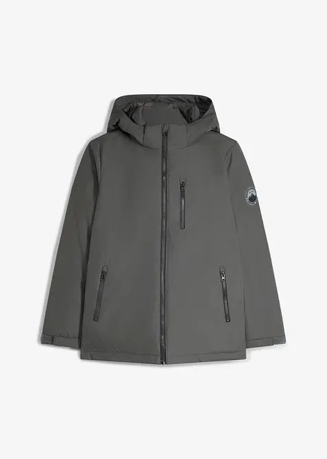 Wasserabweisende Funktions-Jacke mit abnehmbarer Kapuze in grau von vorne - bonprix