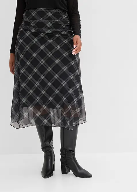 Jersey-Rock aus feinem Mesh in schwarz von vorne - bonprix