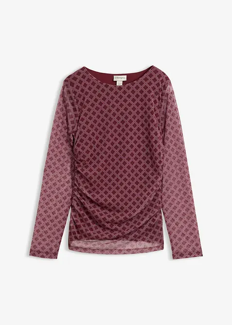 Langarmshirt aus feinem Mesh in rot von vorne - bonprix