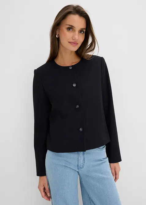 Kurze Blazerjacke in grau von vorne (im Anschnitt) - bonprix