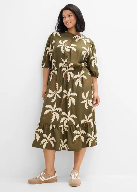 Midikleid aus softer Viskose in grün von vorne (Totalaufnahme) - bonprix
