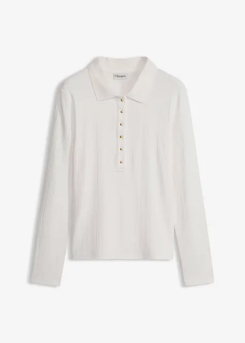 Poloshirt aus softem Viskose-Mix in weiß von vorne - bonprix