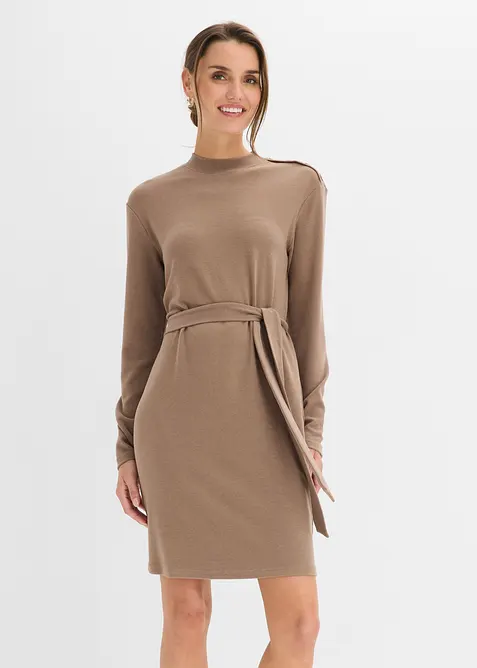 Jerseykleid aus Viskose-Mix in braun von vorne (Totalaufnahme) - bonprix