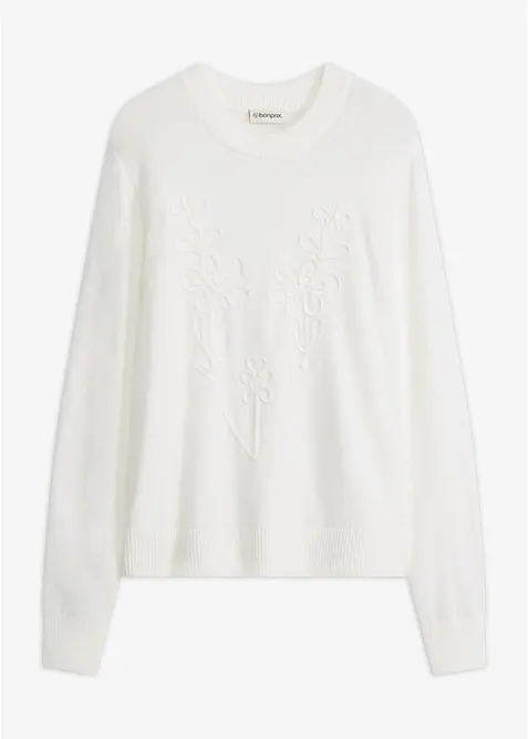 Feinstrickpullover aus Viskose-Mix in weiß von vorne - bonprix
