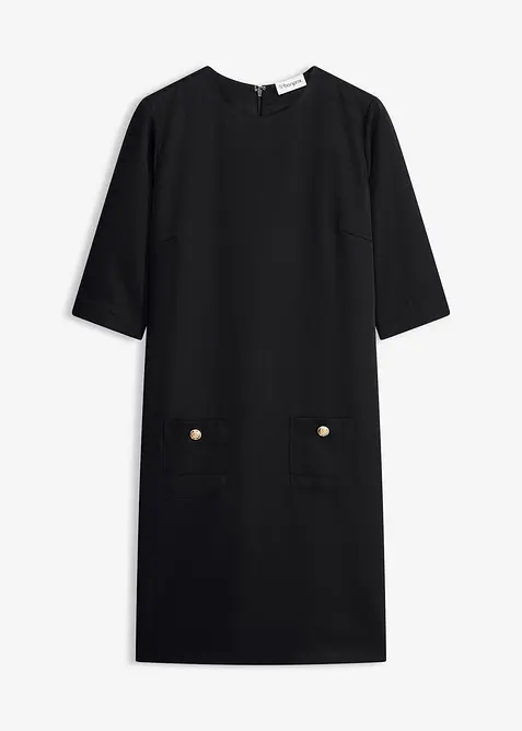 Etuikleid mit Zierknöpfen in schwarz von vorne - bonprix