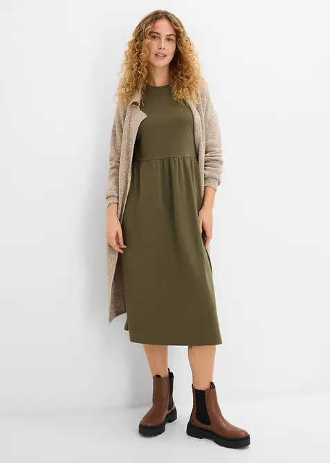Shirtkleid aus reiner Bio-Baumwolle in grün im Look von vorne (Totalaufnahme) - bonprix