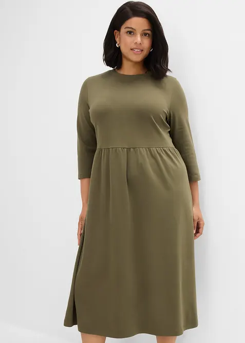 Shirtkleid aus reiner Bio-Baumwolle in grün von vorne (Totalaufnahme) - bonprix