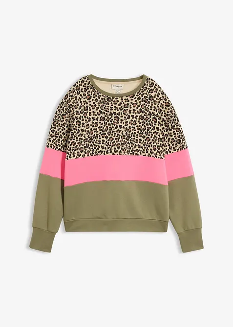 Sweatshirt aus Baumwoll-Mix in grün von vorne - bonprix