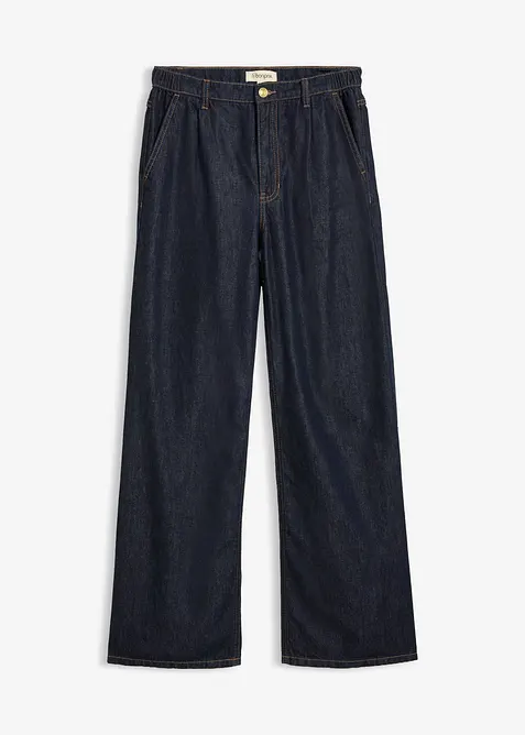 Wide-Leg-Jeans High Waist in blau von vorne - bonprix