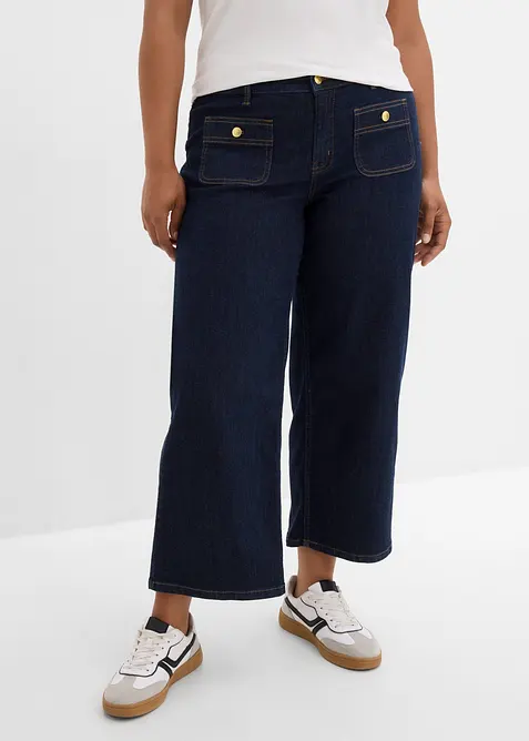 Wide-Leg-Jeans in blau von vorne - bonprix