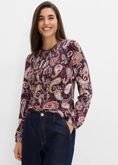 Langarmshirt aus softer Viskose in rot von vorne (im Anschnitt) - bonprix