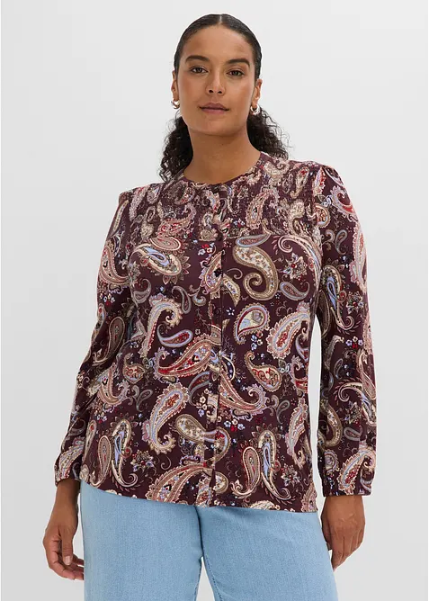 Langarmshirt aus softer Viskose in rot von vorne (im Anschnitt) - bonprix