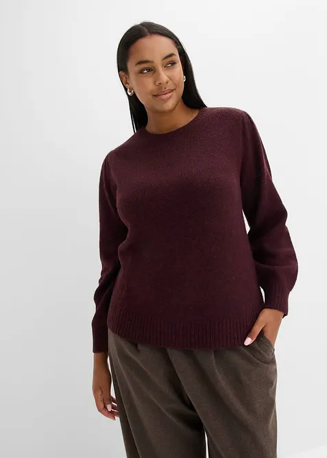 Pullover mit Puffärmel in rot von vorne (im Anschnitt) - bonprix