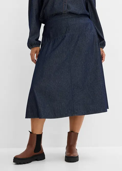 Jeansrock, Bio-Baumwolle in blau von vorne - bonprix