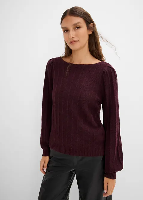 Pullover mit Puffärmeln in rot von vorne (im Anschnitt) - bonprix