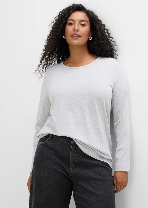 Langarmshirt (6er Pack) in schwarz von vorne (im Anschnitt) - bonprix