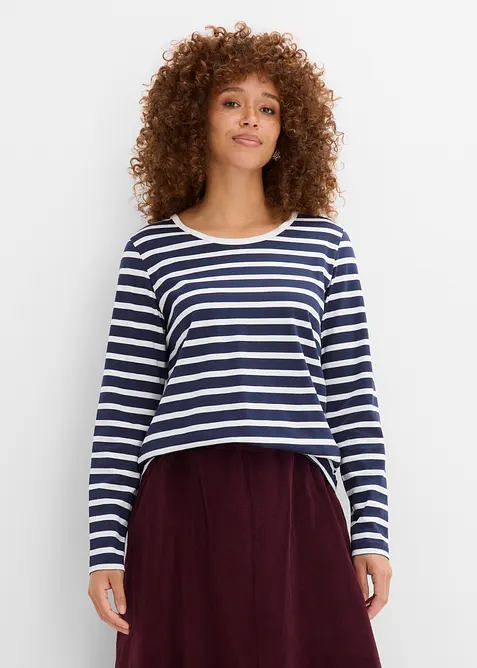 Langarmshirt (6er Pack) in blau von vorne (im Anschnitt) - bonprix
