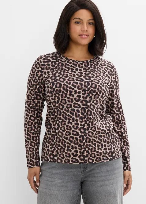 Langarmshirt (3er Pack) aus Baumwoll-Elasthan-Mix in schwarz von vorne (im Anschnitt) - bonprix