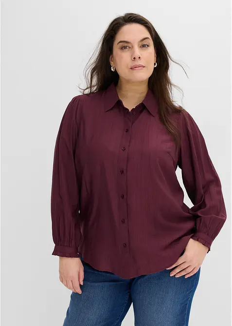 Bluse aus strukturiertem Viskose-Mix in rot von vorne (im Anschnitt) - bonprix