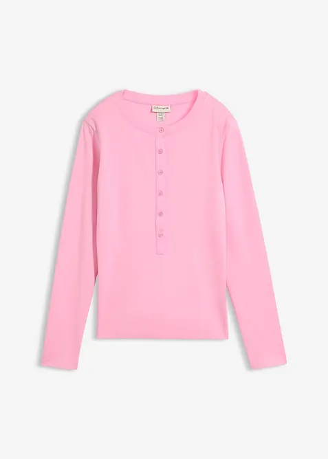 Langarmshirt aus schwerer Bio-Baumwolle in rosa von vorne - bonprix