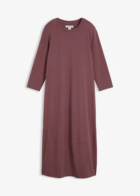 Shirtkleid aus elastischem Baumwoll-Mix in lila von vorne - bonprix