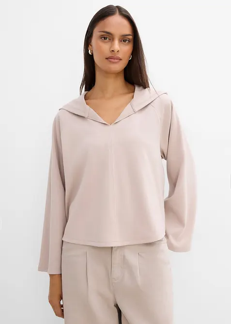 Shirt aus bequemen Punto di Roma in grau von vorne (im Anschnitt) - bonprix