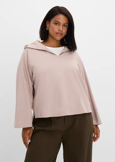 Shirt aus bequemen Punto di Roma in grau von vorne (im Anschnitt) - bonprix