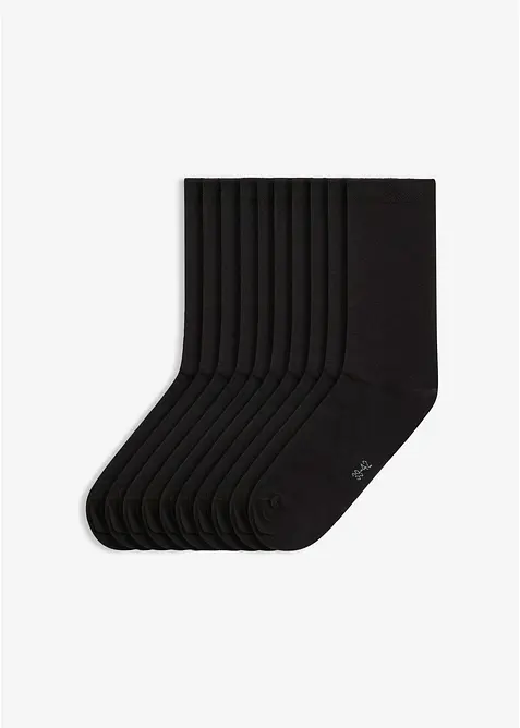 Socken mit druckfreiem Bund (10er Pack) in schwarz von vorne - bonprix