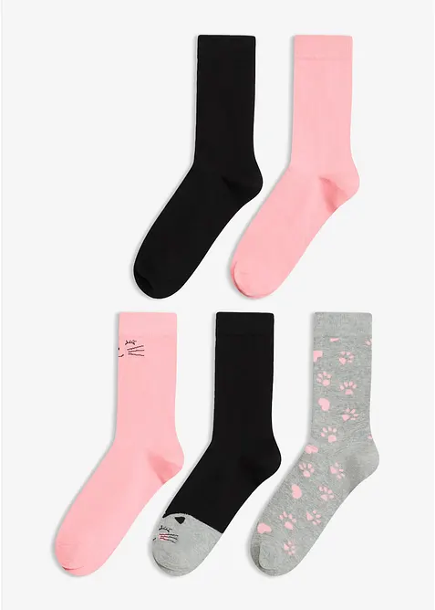 Socken mit Bio-Baumwolle (5er Pack) in schwarz von vorne - bonprix