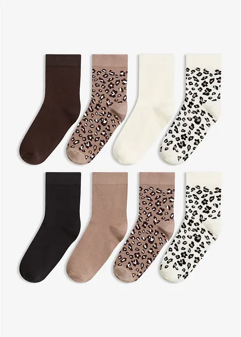 Socken mit Bio-Baumwolle (8er Pack) in braun von vorne - bonprix