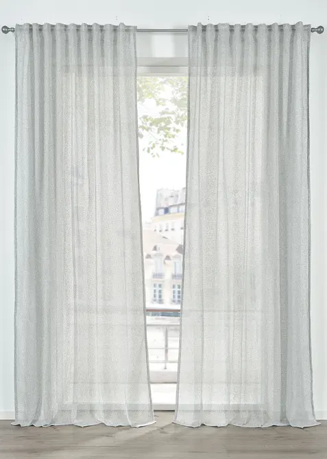 Vorhang mit Boucle Struktur (1er Pack) in grau - bonprix