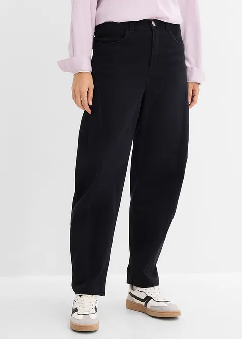 Barrel-Twillhose aus Baumwoll-Mix in schwarz von vorne - bonprix