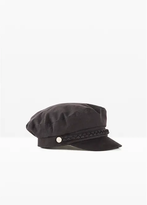 Schiffermütze mit Flechtdetail in schwarz von vorne - bonprix
