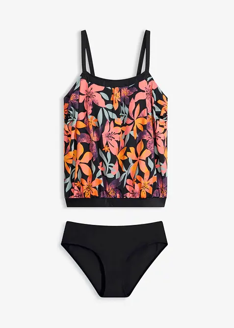 Oversize-Tankini mit verstellbaren Trägern (2-tlg.Set) in schwarz von vorne - bonprix
