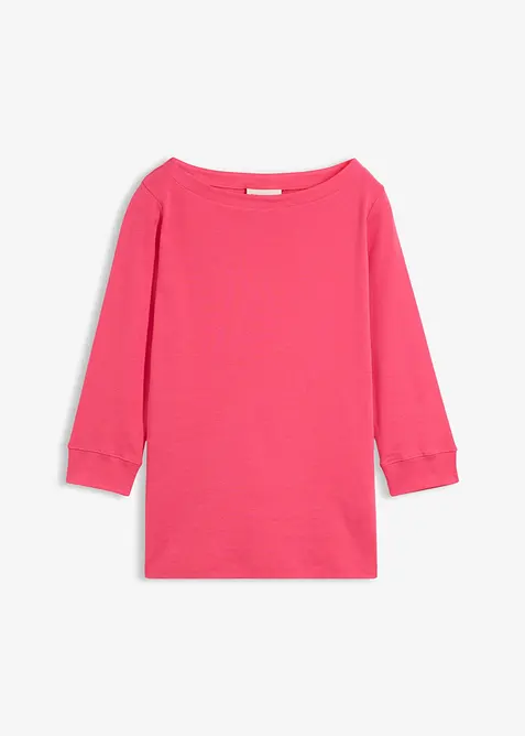 Langarmshirt aus reiner Bio-Baumwolle in pink von vorne - bonprix