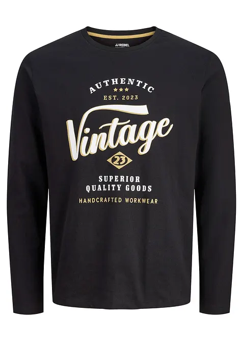 JJ REBEL Langarmshirt in schwarz von vorne - JJ REBEL