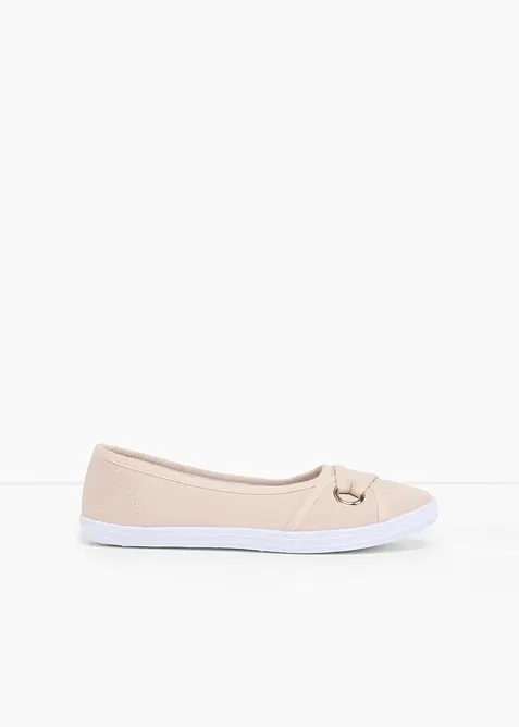 Ballerinas aus Baumwoll-Canvas in beige - bonprix