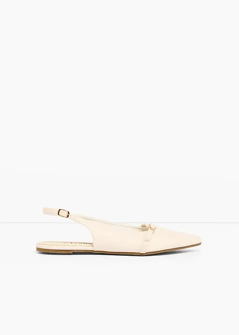 Sling-Ballerinas mit dekorativem Riemen in weiß - bonprix