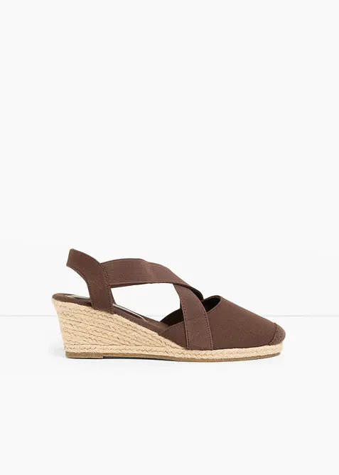Keilpumps mit elastischen Riemen in braun - bonprix