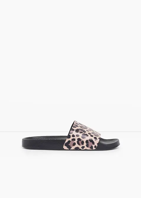Pantoletten im Animal-Look in beige - bonprix