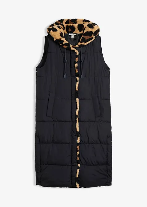 Steppweste mit Teddyfleece in schwarz von vorne - bonprix