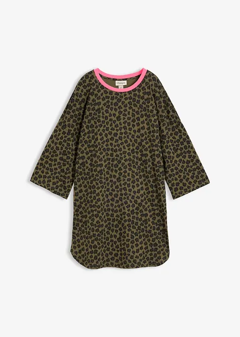 Oversize Longshirt aus reiner Bio-Baumwolle in grün von vorne - bonprix