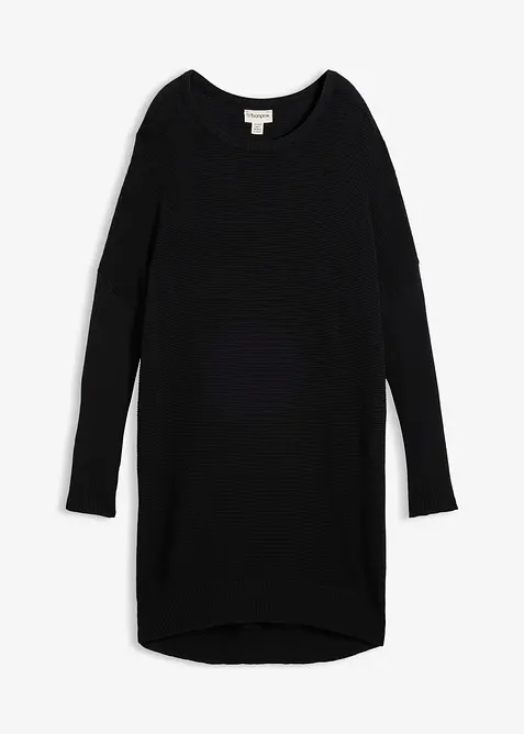 Long-Pullover aus Viskose-Mix in schwarz von vorne - bonprix
