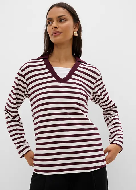 2 in 1 Poloshirt mit V-Ausschnitt in rot von vorne (im Anschnitt) - bonprix