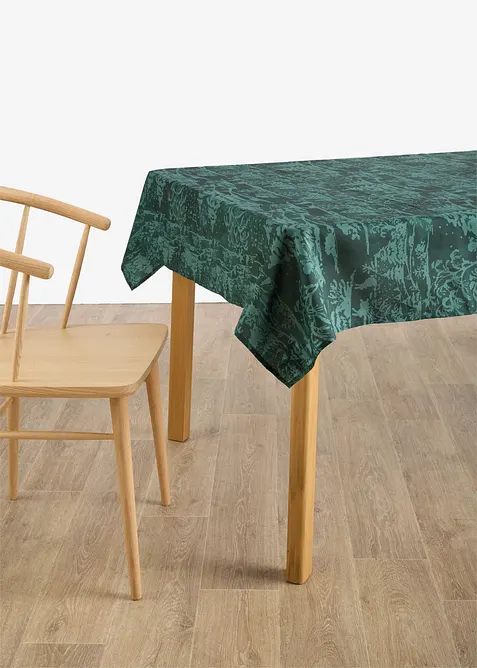 Tischdecke mit Tannenmotiv, wasserabweisend in grün von vorne - bonprix