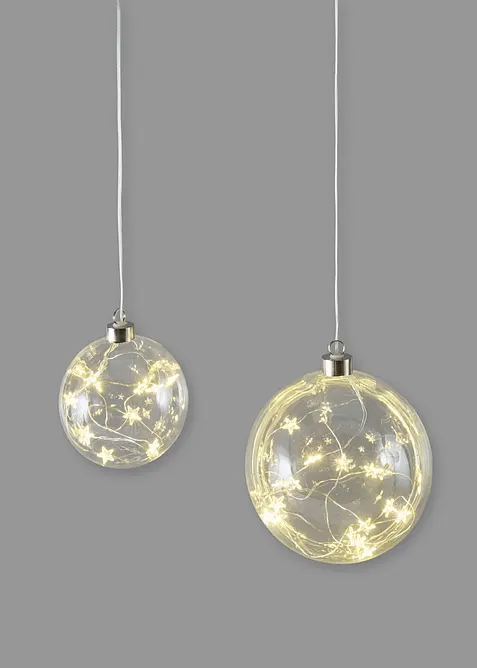 LED-Hängedeko Set Kugeln (2-tlg. Set) in farblos von vorne - bonprix