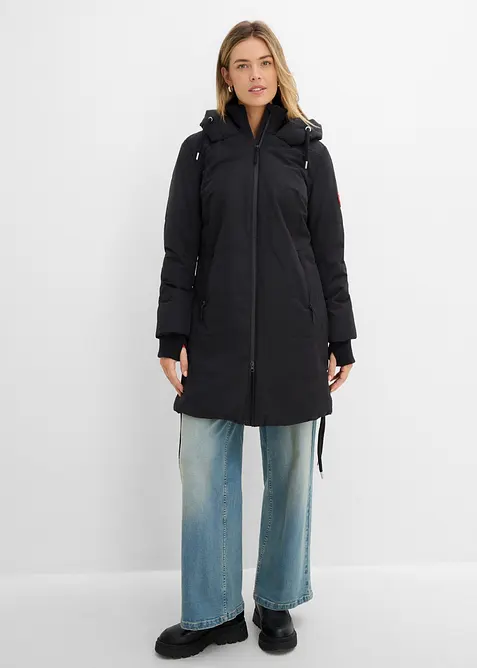 Wasserabweisender Steppmantel in schwarz von vorne (Totalaufnahme) - bonprix