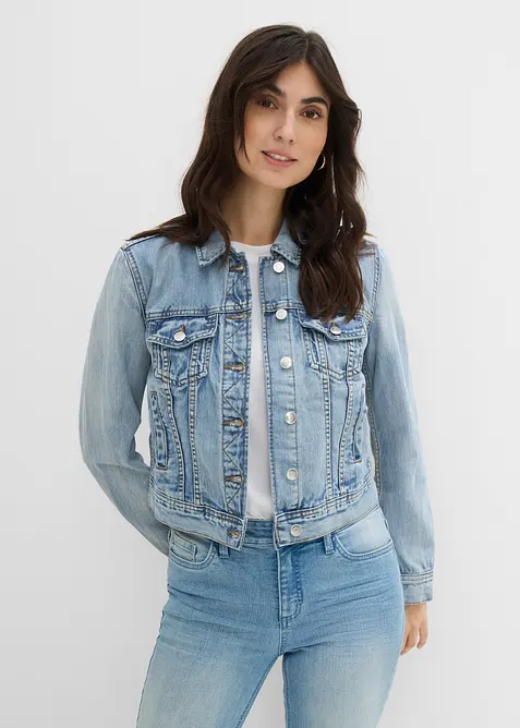 Jeansjacke in blau von vorne (im Anschnitt) - bonprix