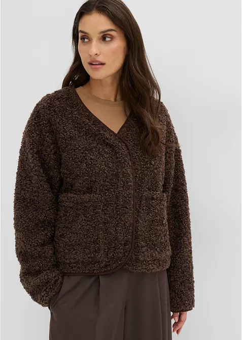 Teddy-Jacke in braun von vorne (im Anschnitt) - bonprix