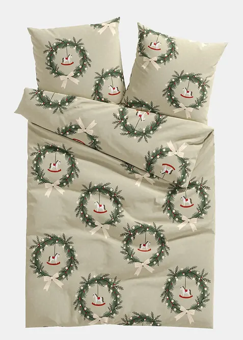 Linon-Bettwäsche in beige von vorne - bonprix